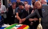 Scudetto Napoli, il taglio della torta. ADL con Spalletti e Simeone (VIDEO)