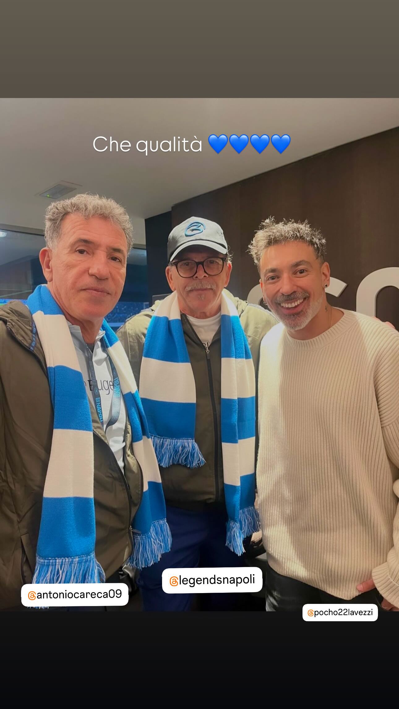 Alemao con Careca e Lavezzi allo stadio Maradona per Napoli-Milan