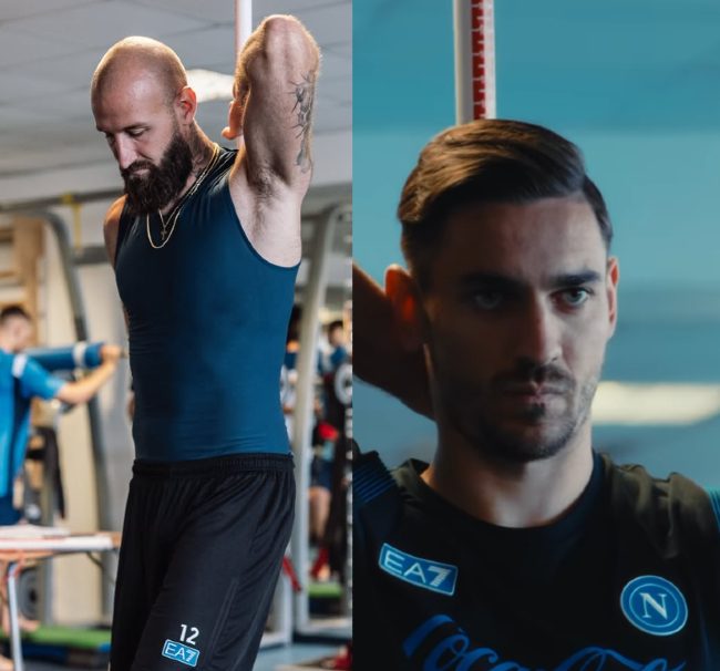 Milinkovic-Savic e Meret si allenano al raduno del Napoli