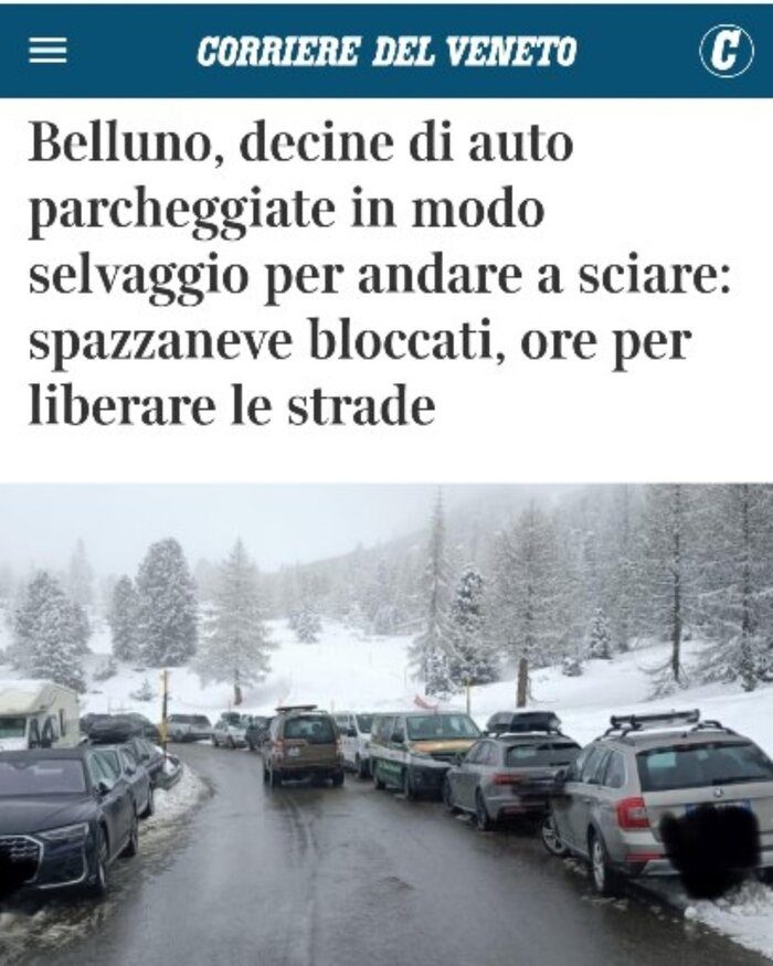 Belluno neve automobili intralciano strada