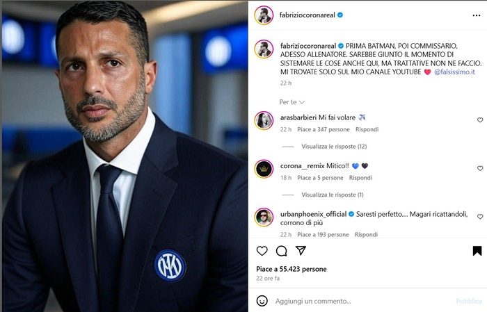Fabrizio Corona allenatore Inter