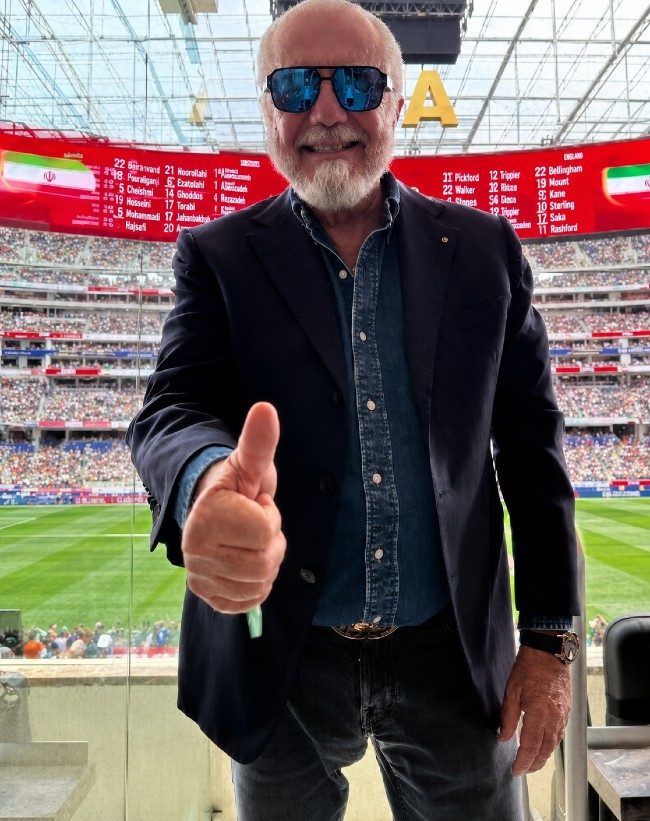 De Laurentiis allo stadio per Belgio-Iran