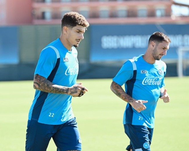 Allenamento Di Lorenzo e Politano a Castel Volturno