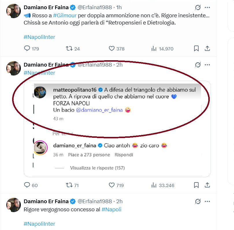 Politano e Faina sui social