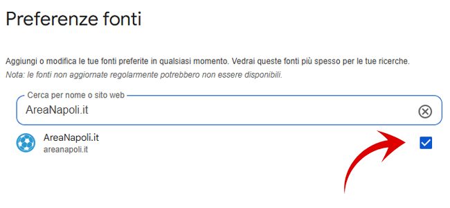 Come aggiungere AreaNapoli.it alle tue fonti preferite Google