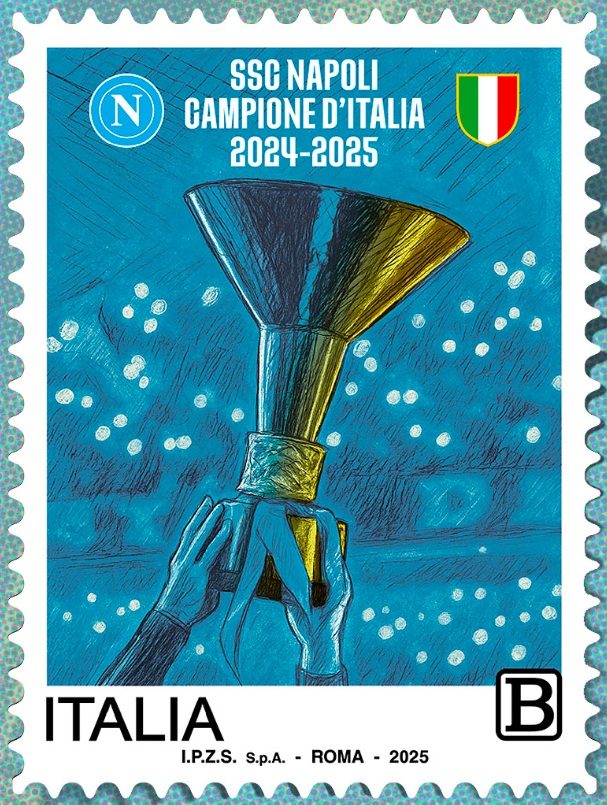 Francobollo celebrativo del quarto scudetto del Napoli