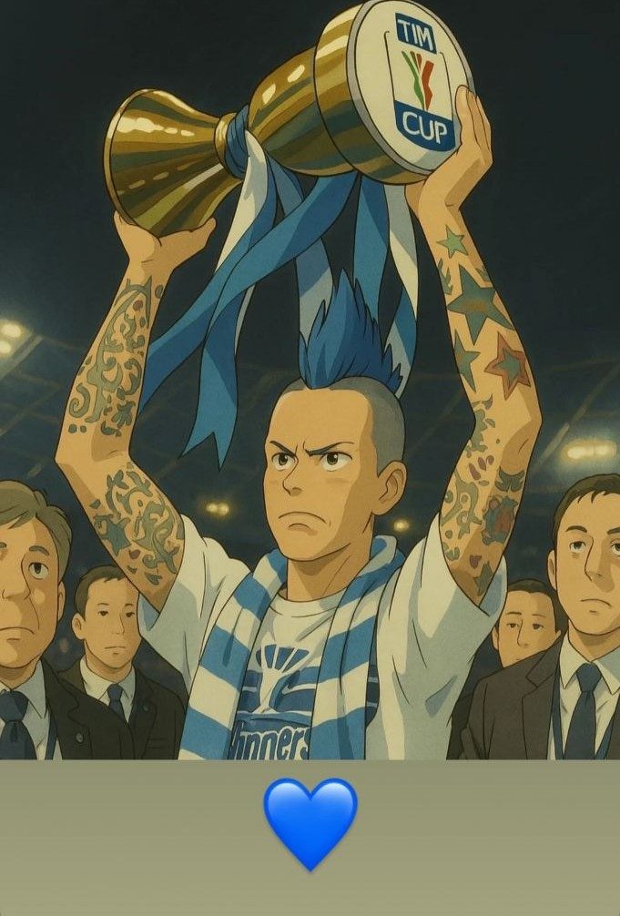 Hamsik solleva la Coppa Italia in stile Studio Ghibli