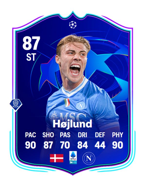 Card UCL Primetime per Hojlund a FC26
