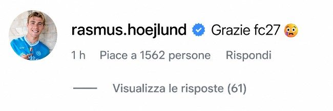 La reazione di Hojlund ai valori del Napoli a FC27