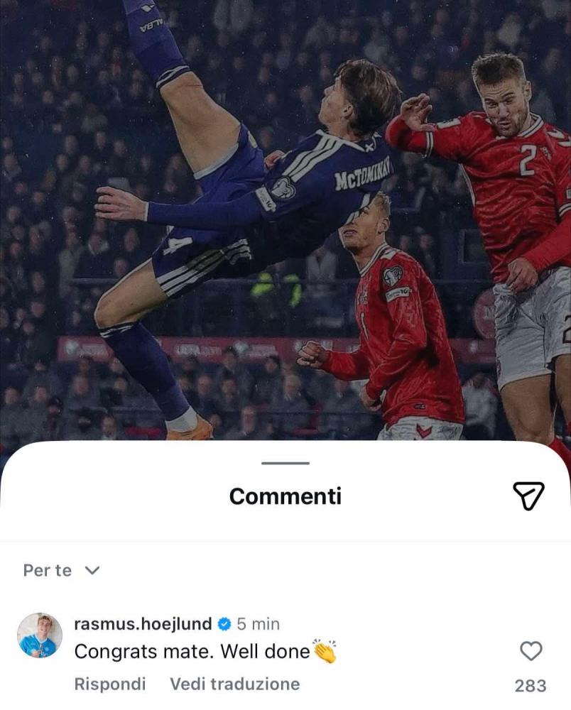 Hojlund, messaggio a McTominay