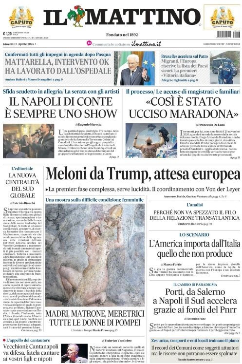 Prima pagina il Mattino 17 aprile