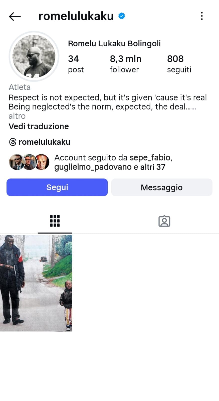Lukaku Instagram post