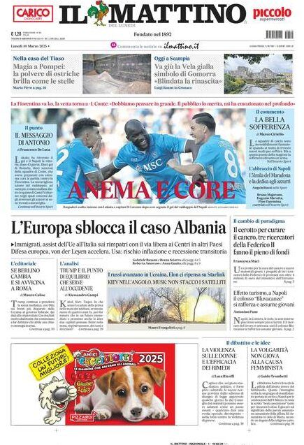 Prima Pagina Il Mattino del 10/03/2025