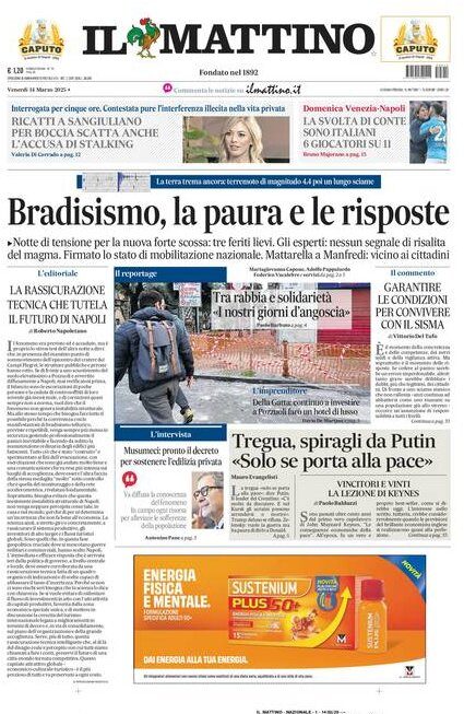 Prima Pagina Il Mattino del 14/03/2025