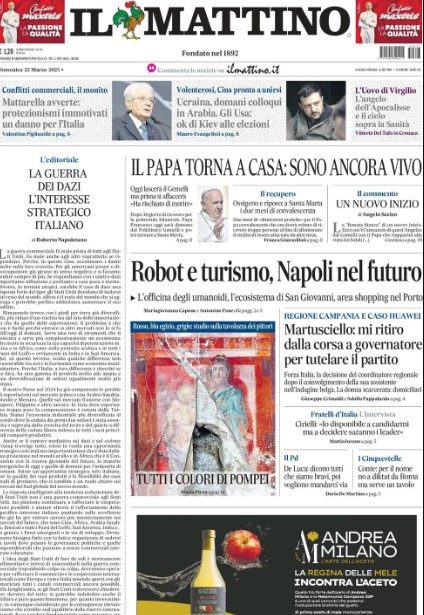 prima pagina Mattino 23 marzo 2025