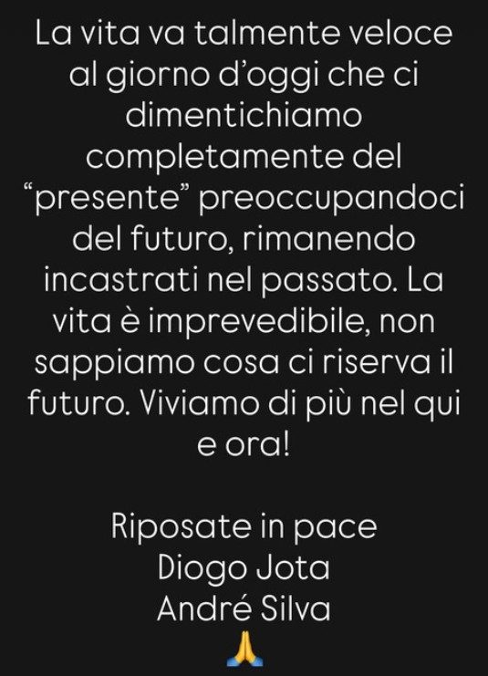 Messaggio di Mazzocchi per Diogo Jota