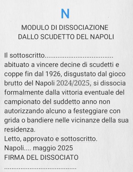 modulo per tifosi che si vogliono dissociare