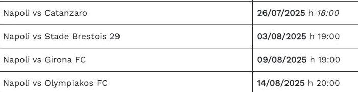Amichevoli Napoli dal Catanzaro in poi