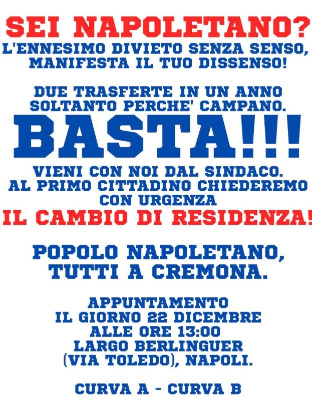 Volantino contro il divieto trasferte