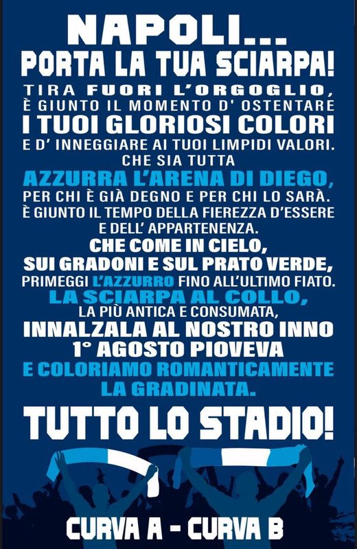 Napoli-Inter, volantino Curva A e B