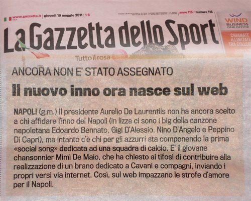 Napoli social song, GDS cita il direttore di AreaNapoli.it