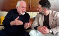 De Laurentiis ha visto Napoli-Milan con un giornalista americano. L'esultanza del patron: Victory!